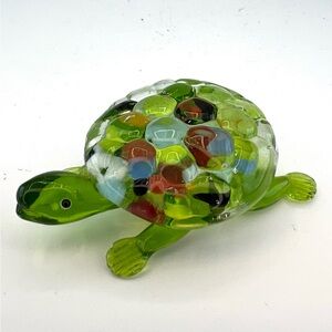 Fitz & Floyd Glass Menagerie Mosaic Turtle Murano Style Figurine Hand Blown
